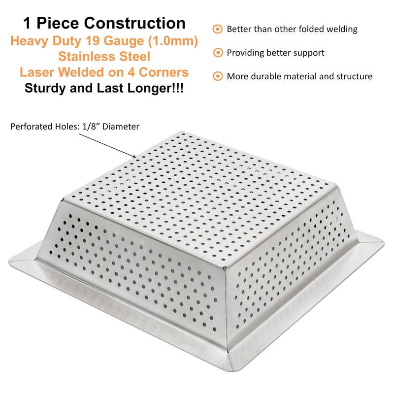 Leyso Stainless Steel Floor Sink Top Hang Basket Strainer Sink Drain Cover 10â€ x 10â€ x 2-1/2â€ for Kitchen, Restaurant, Bar, Buffet (2-1/2"H SS) - Image 3